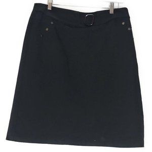 NEW DIRECTIONS Women's Black A Line Business Casual Belted Mini Skirt Size 12